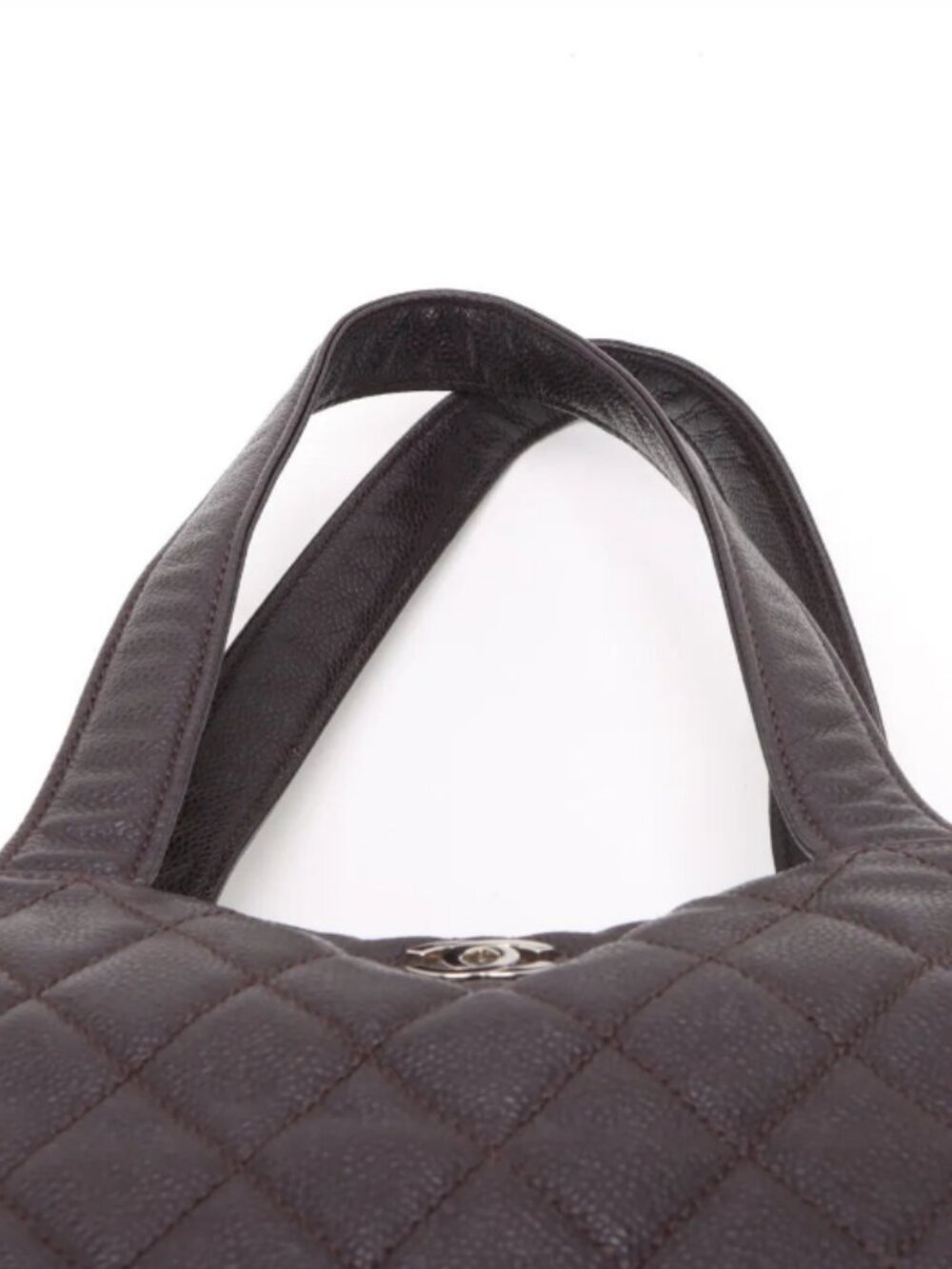 Chanel CC Logo Matelasse Caviar Skin Tote Bag Purple - Picture 6 of 16